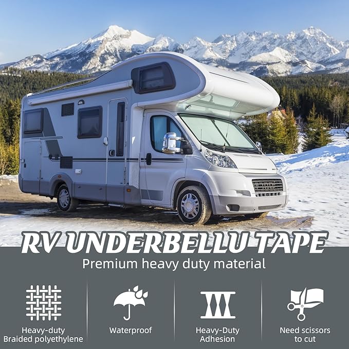 RV Underbelly Tape RV Underbelly Repair Material 6" x 26', Waterproof Flex Belly Tape with Permanent Sealing Adhesive for Mobile Home, Trailer, Camper(Black, 6 Inch x 26 Feet)