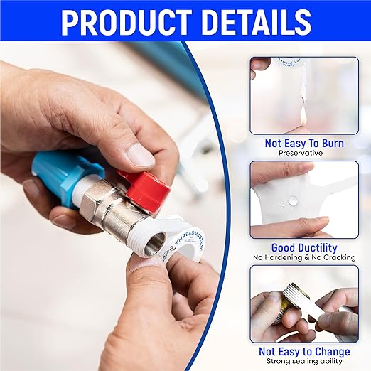 TAPEWELL Professional Grade Plumbers Tape - High Density Thread Sealant Teflon Tape, 1/2 Inch X 520 Inches