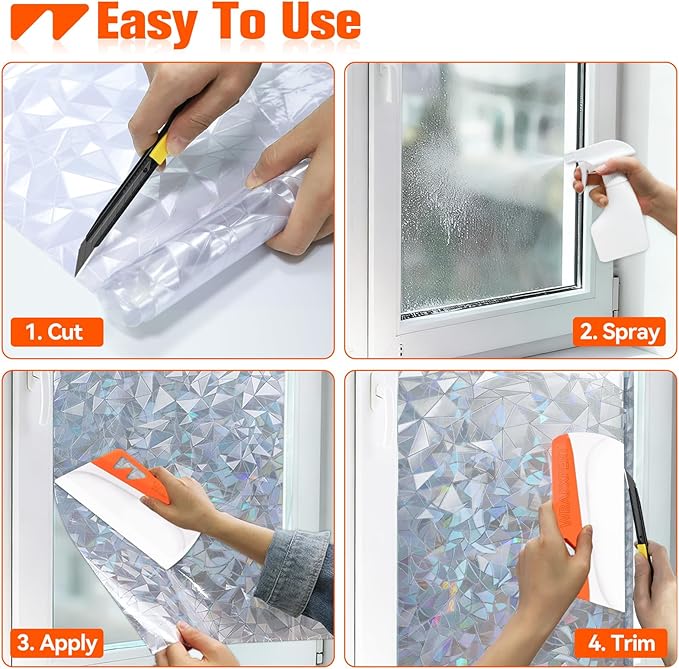 WRAPXPERT Window Film Tools, Window Privacy Film & Peel and Stick Wallpaper Tool Kit, 4-in-1 DIY Starter Set with Smoothing Squeegee, Utility Knife and Blades & 180ml Adjustable Spray Bottle