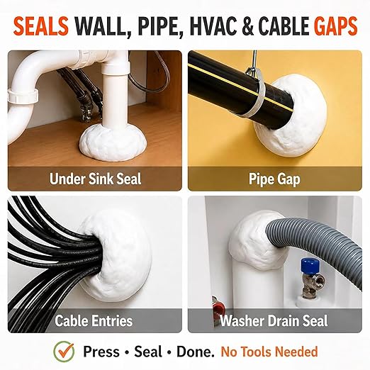 Duct Seal Putty, 12 Pack, Moldable Gap Filler for Wall & Pipe Gaps, Non-Hardening, Blocks Drafts, for HVAC Openings & Electrical Entry Holes, Seal Compound, 30g Each
