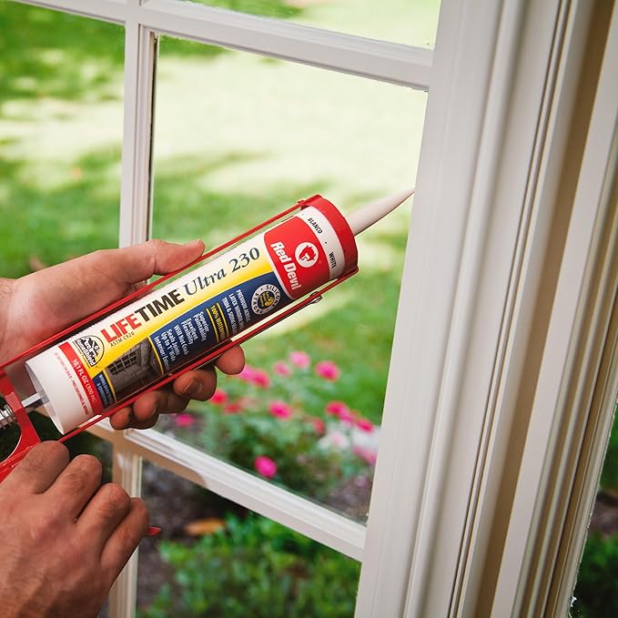 Red Devil 077020 Lifetime Ultra Premium Elastomeric Acrylic Latex Sealant, Almond, 10.1 oz, Pack of 12