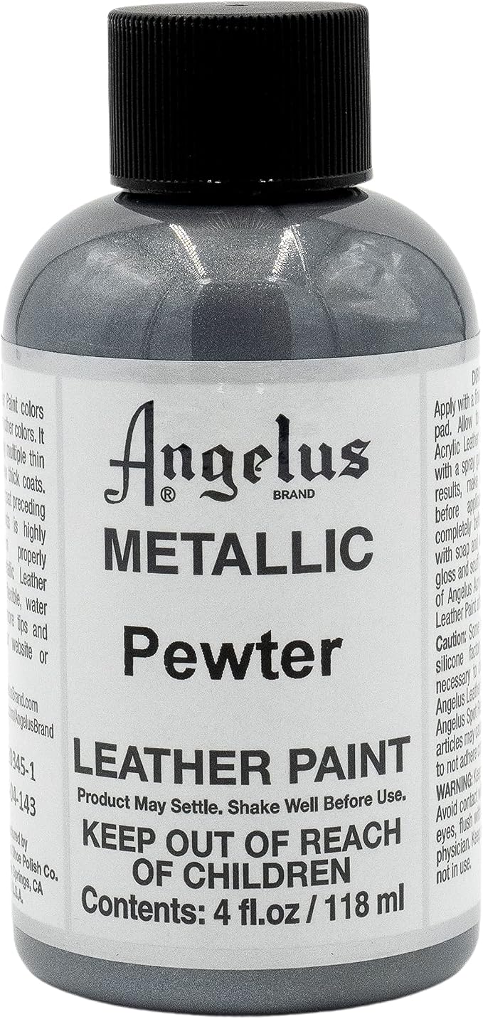 Angelus Metallic Leather Paint, 4 oz., Pewter