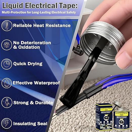 5.29OZ Liquid Electrical Tape Quick-Drying Insulating Glue for Wires&Cables Waterproof&High Temperature Resistant Liquid Wire Insulation Rubber with Brush-Cap for Outdoor Electrical Equipment (Black)