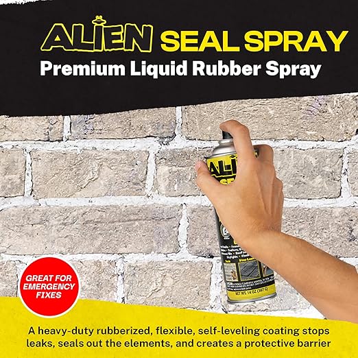 Alien Tape Liquid Sealant Spray 2 Pack, Waterproof Liquid Rubber Spray Prevents Patches and Seals Leaks, Protects Surfaces, Works on Most Materials, Long Lasting, Dries Black