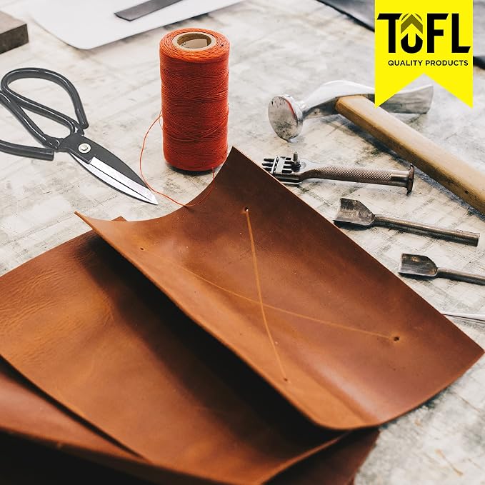 TOFL Genuine Leather Strap, Top Grain Cowhide Craft Strip – Beige (3 Pack) | 72" L x 3/8" W x 1/8" Thick | Suede Backing | Leather Craft Supplies | Easy to Cut & Stitch | DIY Projects & Repairs | 7–8 oz
