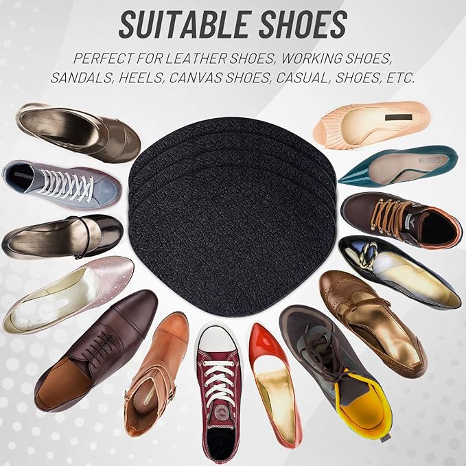 8Pair Shoe Patches for Holes, Self-Adhesive Shoes Heel Repair, Hole Repair for Sneaker, Leather Shoes, High Heels (Black)