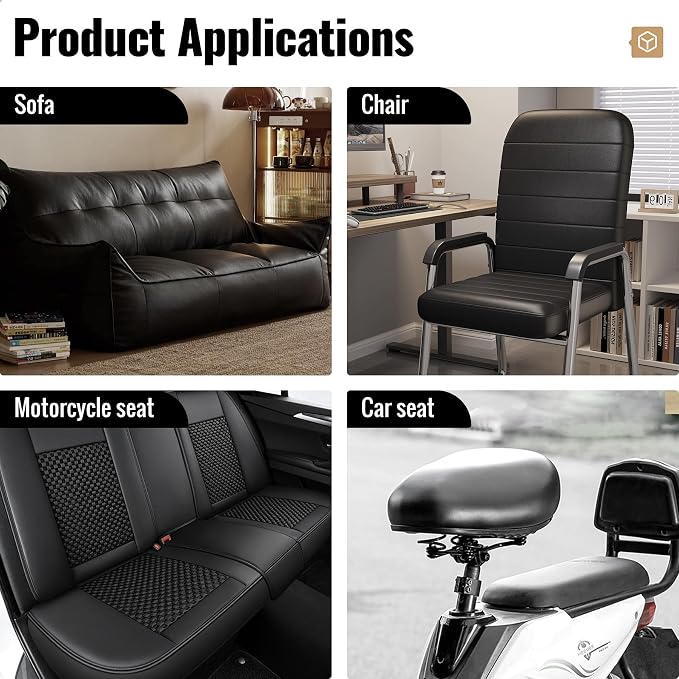 MOJOTORY Leather Repair Patch, Black, 16 x 31.5 Inches | Soft Touch Leather Repair Tape, Invisible Repair, Large Size, Vinyl Repair Patch for Furniture Couch Sofa Office Chair Seat