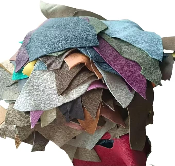 Leather Scraps, 0.8-1.4mm (2-3.5oz) Thick Genuine Cowhide Scraps, Leather Scrap for Tools/Crafts/DIY, Mixed Colors,Leather for Crafting (Thin,1000 Grams)