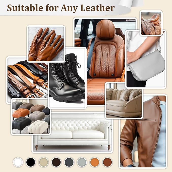 2025 New Advanced Leather Recoloring Balm,White Leather Repair Kit for Furniture,Leather Dye Filler,Couch Paint and Repair,Leather Color Restorer for Couches,Leather Scratch Remover for Car Interior