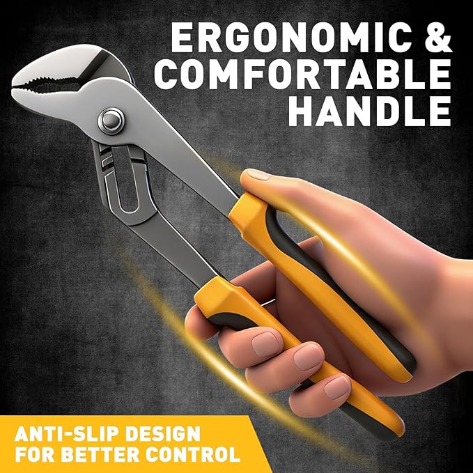 ELEAD 4-Piece Groove Joint Pliers Set, 12/10/8/6 Inch Adjustable Water Pump Pliers with Tool Roll Bag, Tongue and Groove for Home Repair, Gripping, Nuts, Bolts, Pipe & Fittings