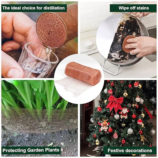 Copper Mesh Roll – 5 in x 20 ft Rodent & Pest Control Hole Filler for Gaps and Cracks – Gloves & Tools Included