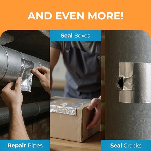 Air 360 Aluminum Foil Tape 2 Inch x 100 FT - HVAC Foil Tape for Ductwork, Dryer Vent, AC & Pipe Insulation - Heavy Duty High Temp Heat Resistant Metal Duct Tape, Waterproof Aluminum HVAC Tape