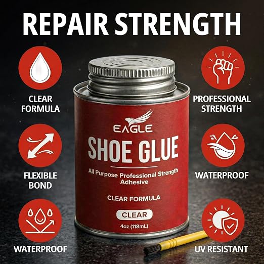 Eagle Shoe Cement – Heavy Duty Shoe Sole Glue for Repair – Strong Waterproof Shoe Adhesive for Sneakers, Boots, and Rubber Soles – Leather and Rubber Shoe Glue for Sole Repair (4 oz)