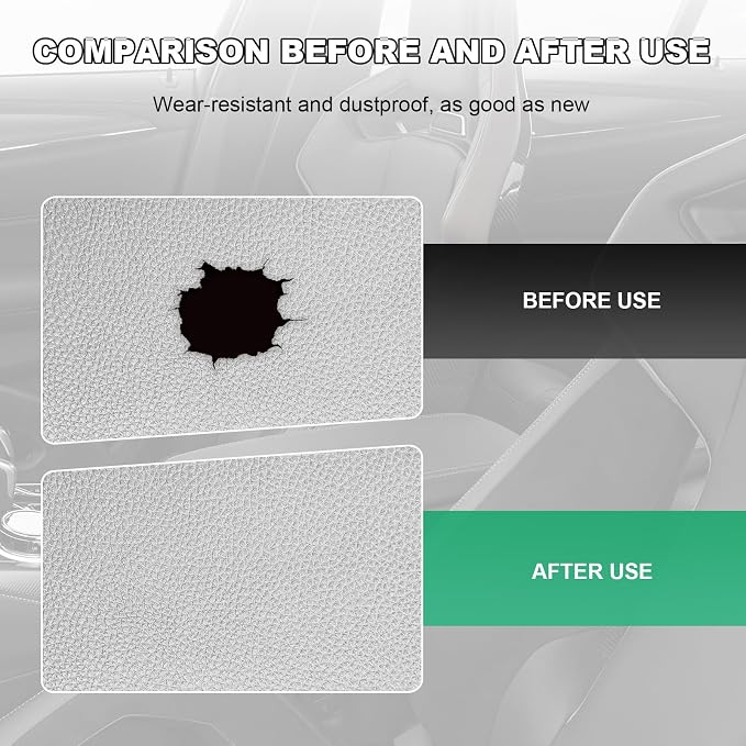 2 PCS Leather Repair Patch Tape, 4 x 8 Inch PU Vinyl Repair Patches for Car Upholstery Seat, Waterproof Self Adhesive Leather Tape Repair Kit for Furniture Couches Chairs (White)