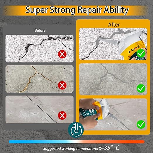 Concrete Crack Filler, High Elasticity Cement Crack Repair Sealant, Self-Leveling Waterproof Caulking Glue for Driveways, Walkways, Patios, Outdoor Concrete Joint Repair-4 PCS