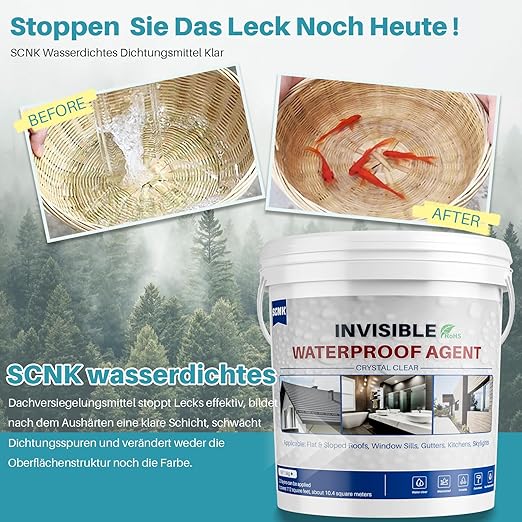 Transparent Waterproof Adhesive 8000g, Invisible Waterproof Agent Repair Leaks for Roofs, Gutters, Walls, Foundations; Indoor and Outdoor Water Proof Sealant Coating