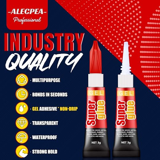 3 Gram (Pack of 48) Single use Super Glue Gel, Super Fast, Thick & Strong Adhesive Superglue, Cyanoacrylate Glue for Hard Plastics, DIY Craft, Ceramics, Frame, Leather, Metal Etc