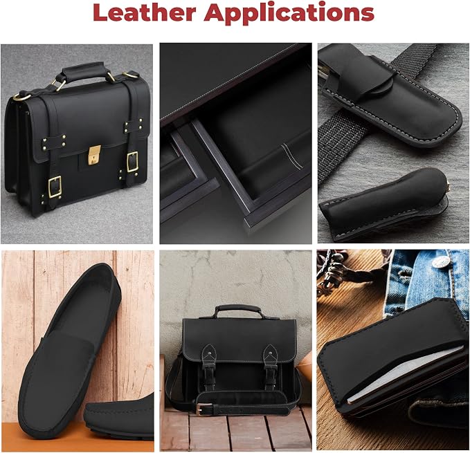 ELW Crazy Horse Leather 5-6 OZ (2-2.4mm) | Black | Pre-Cut 2.5-4 SQ FT | Full Grain Cowhide Handmade Leather for DIY, Crafts, Sheaths, Sewing, Workshop
