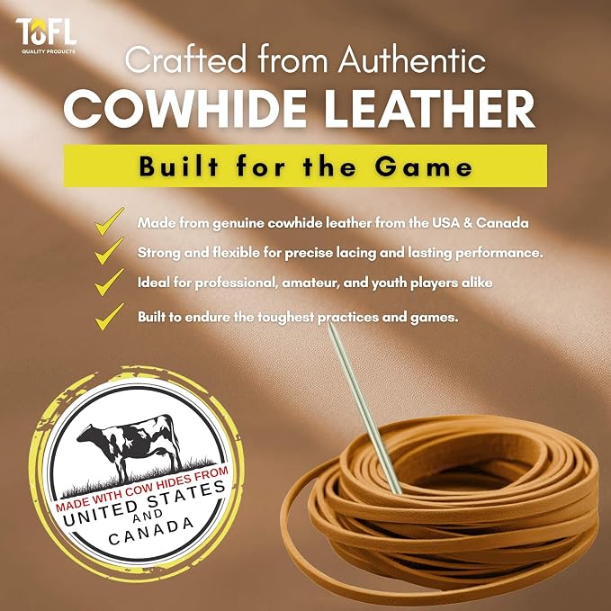 TOFL Softball and Baseball Glove Lace Kit | Mitt Lace Glove Repair Lacing Kit | 2 Leather Laces with Lacing Needle for Catchers Glove