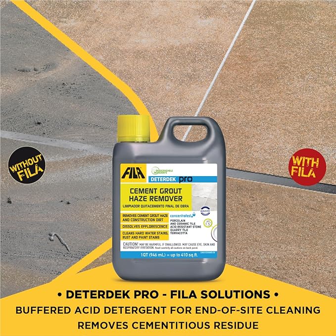 FILA Surface Care Solutions, DETERDEK PRO Cementitious Grout Haze Remover, Effective Against Rust Stain, 1 QT