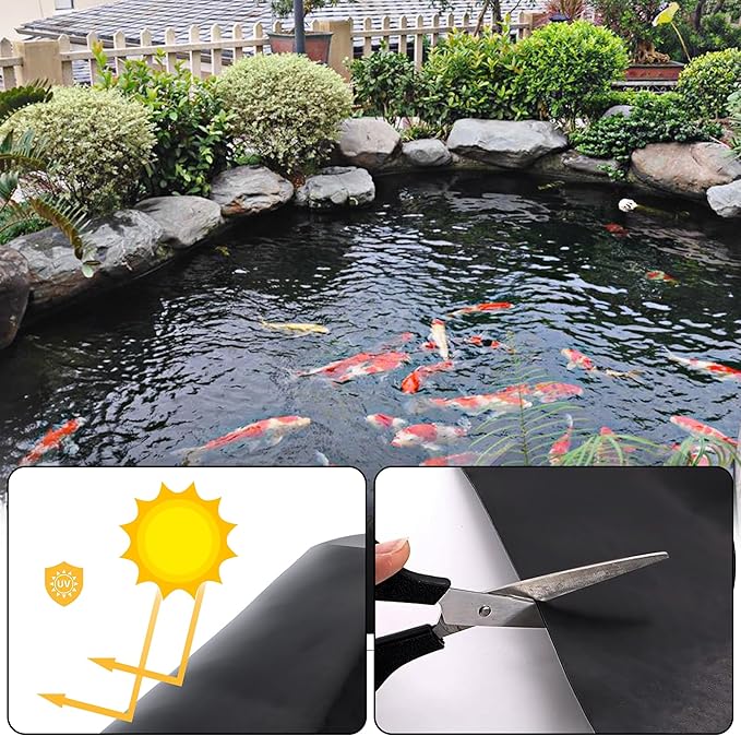 Adroiteet 20 x 25 FT Pond Liner, 20 Mil Fish Pond HDPE Liner, Pond Liners for Outdoor Ponds, Koi Ponds, Garden Fountain, Waterfall