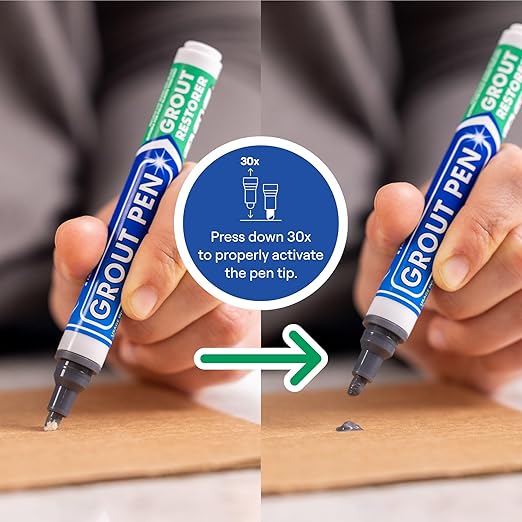 Grout Pen Dark Grey Tile Paint Marker: Waterproof Grout Paint, Tile Grout Colorant and Sealer Pen - Dark Grey, Narrow 5mm Tip (7mL) - 3 Pack