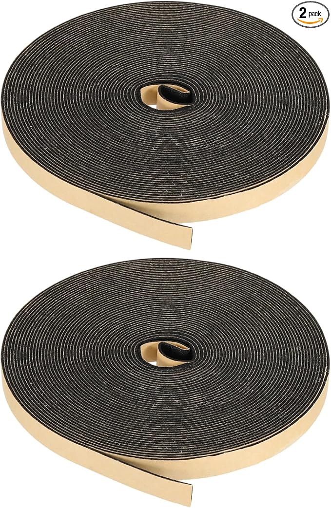 PATIKIL Foam Insulation Tape, 2Pcs 3/8" W x 1/16" t x 32.8FT Self Adhesive Weather Stripping Door Seal Strip for Door Window Air Conditioning, Black