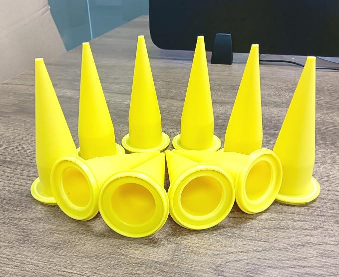 Cone Nozzle for Sausage and Bulk Caulk Guns, Used for various standard sausage filling guns (10 pieces-yellow)