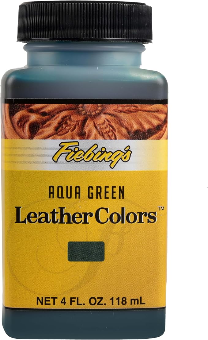 Fiebing's LeatherColors (4 Fl Oz, Aqua Green) - Leather Dye for Natural Leather - Water-Based, Non-Flammable Formula - Permanent & Penetrating Color for Shoes, Boots, Furniture - Safe for Institutions