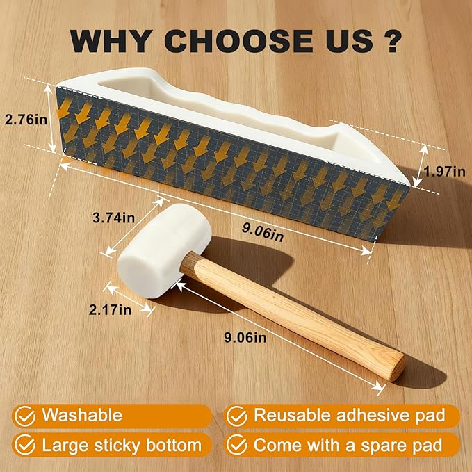 Floor Gap Fixer Tool – LVP Flooring Gap Fixer Kit,Low-Noise Nylon Mallet & Plank Grabber with Washable Pads for Laminate/Hardwood Floor Repair