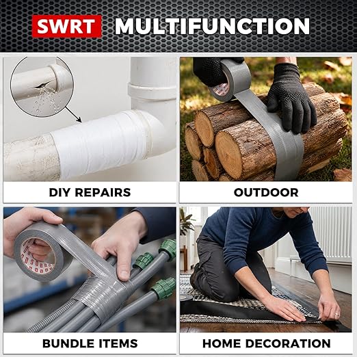 SWRT 9 Mil Duct Tape Heavy Duty, 2 in x 45 YD (Total 135 YD), 3 Pack Strong Adhesive, Residue-Free Waterproof Duct Tape for Indoor and Outdoor Sealing, Patching & Repair (Black, Silver, White)