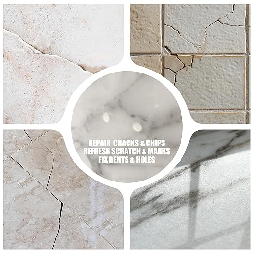 Tile Repair Kit - Porcelain Repair Kit for Repairing Scratches, Chips, Dents, Hole on Bathtub and Shower Tray, Ceramic Repair Filler for Acrylic, Fiberglass, Perfect Restoration of Marble Countertop