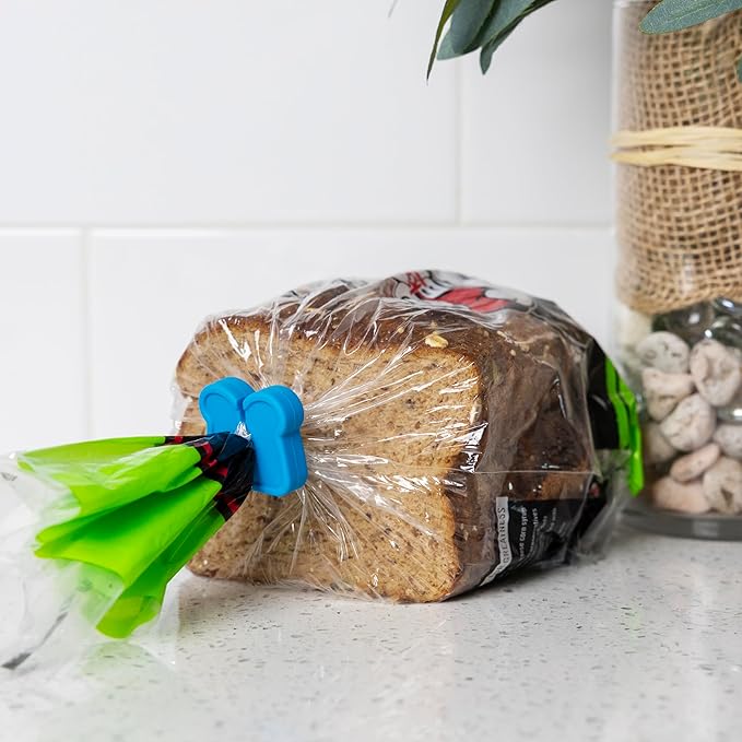 Pund'it Loaf Lock Bread Clips, Set of 2 Silicone Bagel Bag Clips, Navy