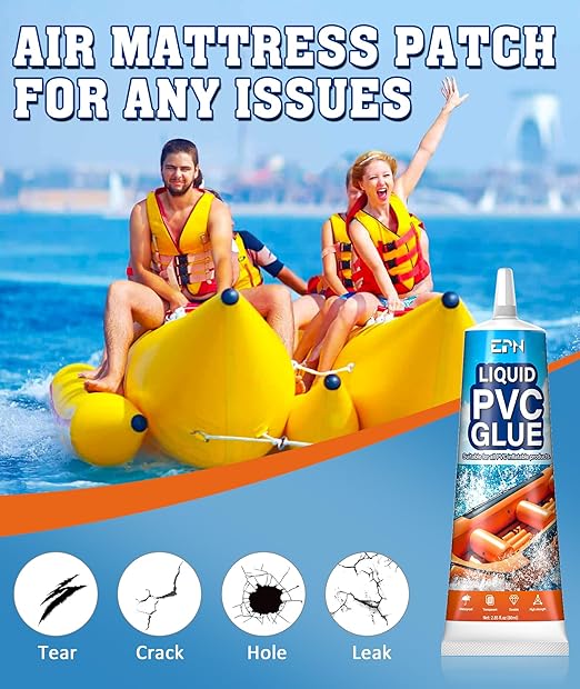 EPN Air Mattress Patch Kit, Waterproof Vinyl Pool Liner Repair Kit for Inflatables, Air Mattress, Swimming Ring, Tent, Bounce House, Inflatable Toys, Hot Tub, PVC Boat, Raft, Kayak (80mlx2)