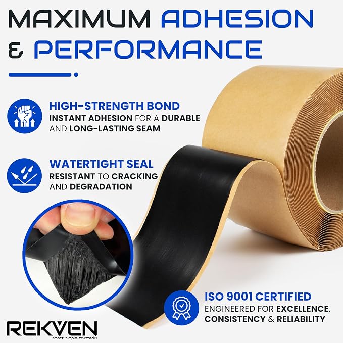 Pond Liner Seam Tape Kit - 30 Feet x 3 Inch - Double Sided Butyl Tape - Bond Seal or Repair EPDM PVC HDPE LDPE RPE LLDPE - Perfect for Small or Large Fish and Koi Ponds (Kit - Roller & Sponge)