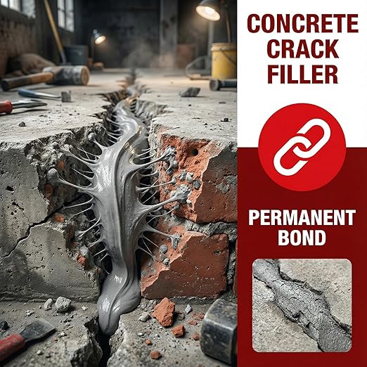 Concrete Crack Filler 2-Pack 2.2LB Grey, Self-Leveling High Elasticity Cement Sealant, Waterproof Repair Caulk for Driveway, Patio, Sidewalk, Garage, Basement– Professional-Grade Durability