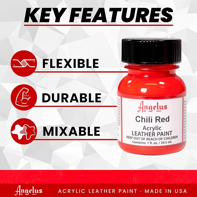 Angelus Acrylic Leather Paint, 1 Fl Oz (Pack of 1), Chili Red