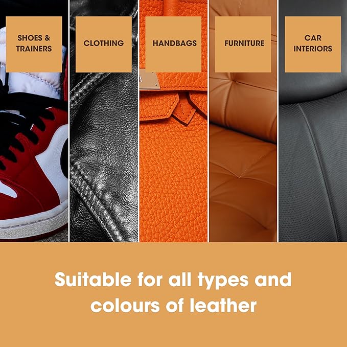 Furniture Clinic Leather Repair Paint | 2-in-1 Seal and Color | Use on Scratches, Tears, and Holes in Car Seats, Furniture | Quick and Easy Leather Repair Kit for Furniture (Dark Brown, 50ml / 1.7oz)