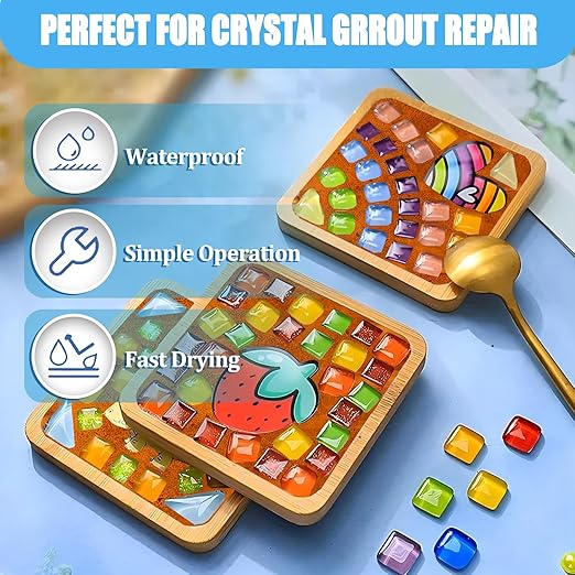Mosaic Crystal Grout, Mosaics Tile Tools, Mosaic Tile Accessories – Essential for Handmade Grouting and Perfect for DIY Craft Projects (Orange Red, 8.8oz)
