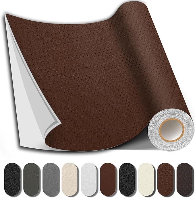 Leather Repair Patch, 17X158 inch Strong Sticky Repair Patch Self Adhesive Waterproof, DIY Large Vinyl Patches for Couches, Furniture, Sofa, Car, Chair (DBrown, 17X158 inch)