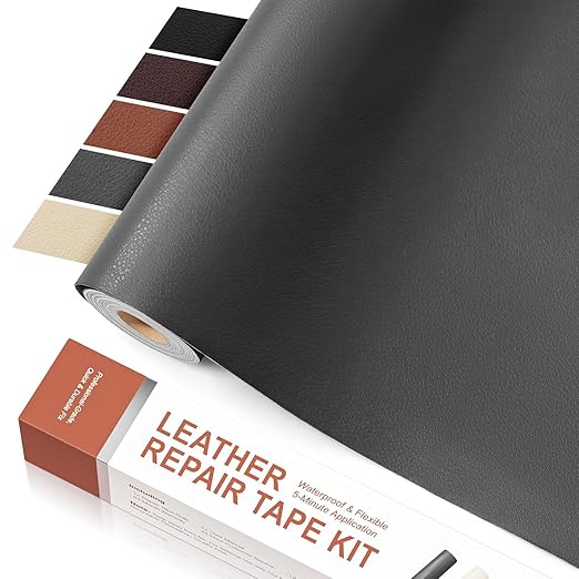 Leather Repair Tape, self-Adhesive Leather Repair Patch, for car seat Repair, Suitable for Sofas, Furniture, Seats, Strong Adhesive Leather Repair Tape (Gray, 15.7 x 78.7in)