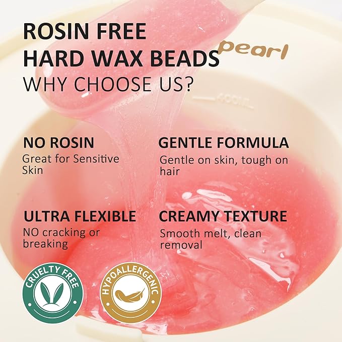 Maxpearl Rosin-Free Waxing Kit for Women Men - Sensitive Skin Friendly, Digital Wax Warmer with Silicone Pot, At Home Hair Removal Kit for Eyebrows, Brazilian, Underarms, Bikini & Full Body