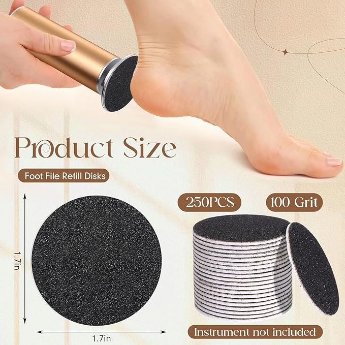 Gisafai 250 Pcs 100 Grit Sanding Replacement Pad Bulk Sandpaper Disk for Electric Foot File Callus Remover Tool Black Foot File Disc for Men Women Heels Dead Cracked Skin Dry Dead Skin Removal