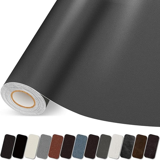 Leather Repair Patch, 17X79 Inch Self Adhesive Leather Repair Tape, Large Vinyl Patch Kit for Couches, Sofa, Furniture, Car Seats, Office Chairs, Cabinets, Handbags（Dark Grey, 17X79 Inch）