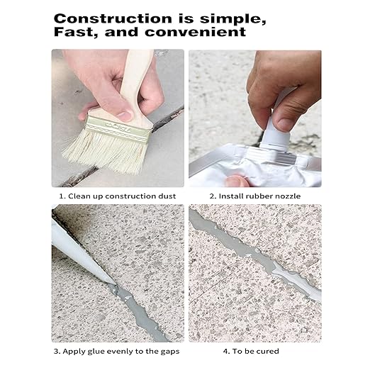 Concrete Crack Filler and Sealant, Quick Drying High Elasticity Cement Crack Filler, Waterproof Repair, Self-Leveling Concrete Slab Repair for Driveway, Patio (Black, 17.64 OZ)