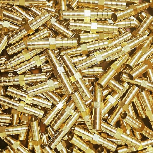 Da by 10 pcs 3/8"(10mm) Barb Splicer Mender Hose Brass Barb Fitting with 20 pcs Stainless Steel Pipe Clamps for Water/Fuel/Air