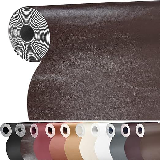 Leather Repair Patch 17X79 inch Large Self-Adhesive Leather Repair Tape, Reupholster Leather Patches for Furniture Couch Chairs Car Seat (Smooth Weave Brown, 17x79 inch)