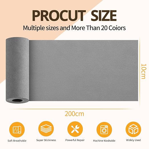 Fabric Repair Tape, Self-Adhesive Couch Patch Repair Fabric Patches for Furniture, Couch Repairing Kit Tape for Upholstery, Carpets, Chairs, Sofas, Pillows Microfiber Velvet 4x79 Inch Grey