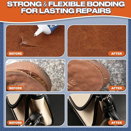 Leather Glue, 60ml Strong & Flexible Leather Adhesive-Waterproof | Quick-Dry & Clear Repair Glue for Shoes, Jackets, Handbags, Sofas, Car Seats & More – Long-Lasting Bond for Durable Fixes
