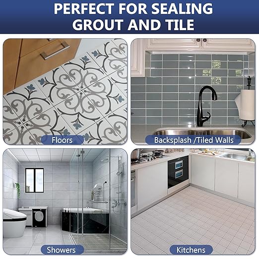 Meuvcol Grout Sealer,35 OZ Long LastingGrout Sealer for Shower, Floor, Kitchen - Waterproof Clear Grout Sealant for Stone, Bathroom, Marble